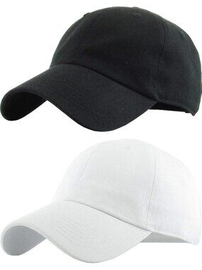 〽️Unisex White Black Adjustable Low Crown Baseball Cap Classic Cotton Plain Dad